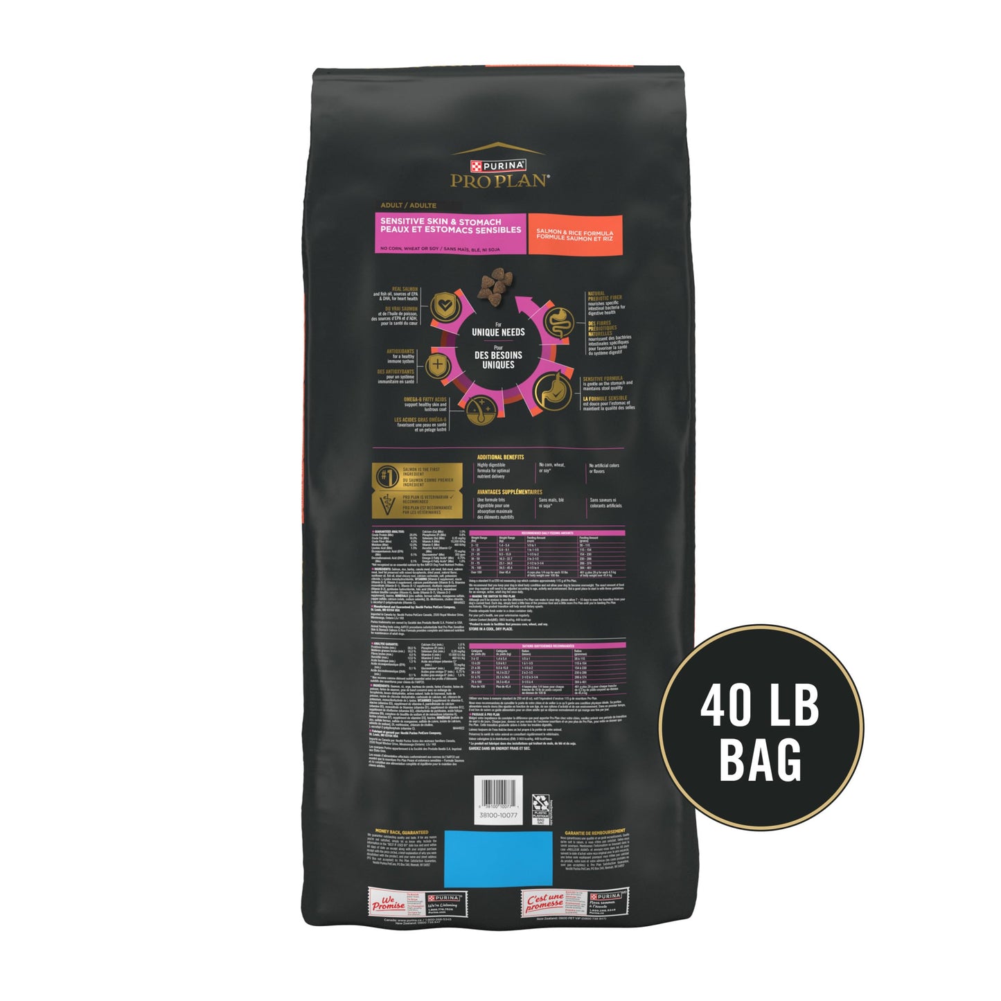 Purina Pro Plan Sensitive Skin & Stomach Dog Food – Salmon & Rice, 40 lb