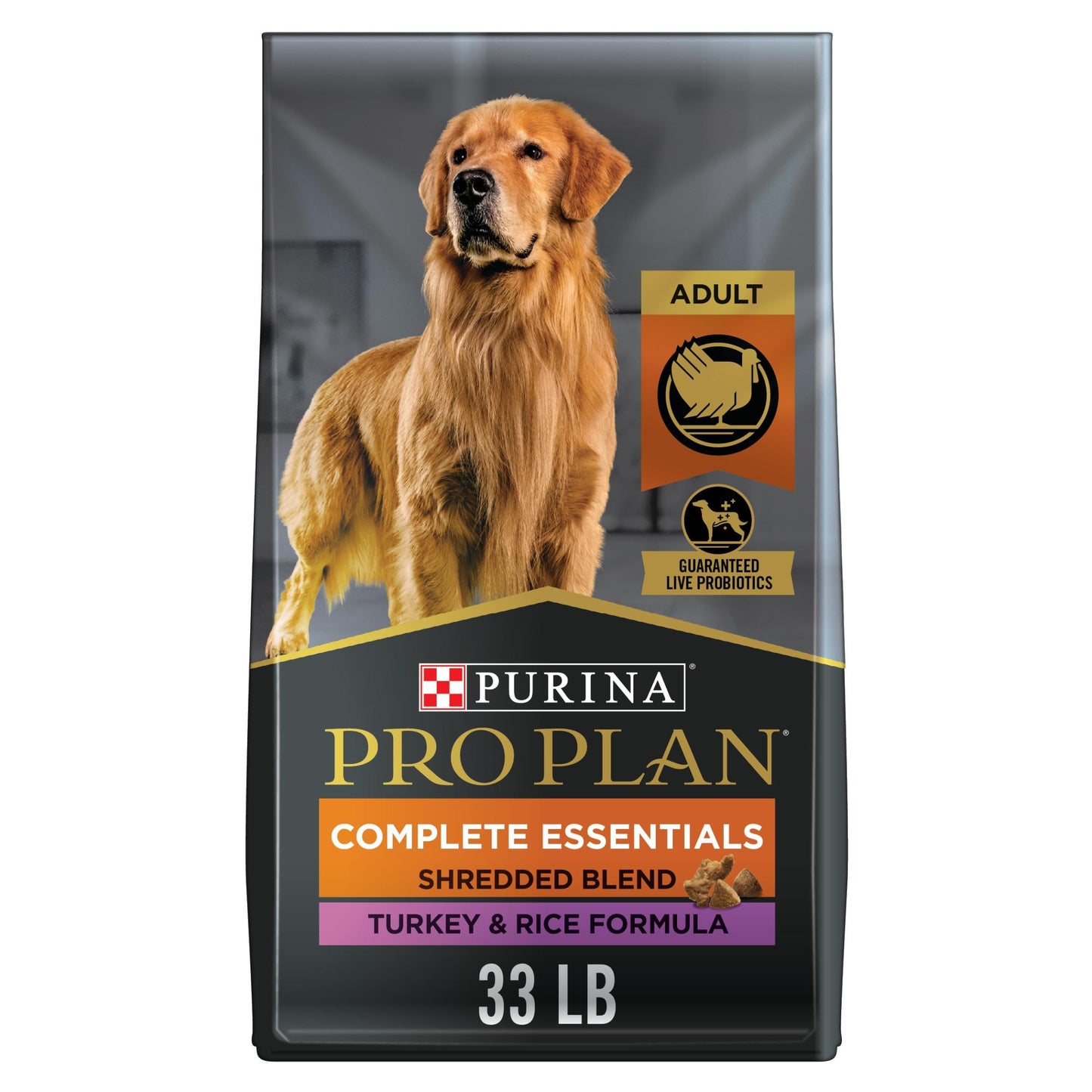Purina Pro Plan Shredded Blend Dog Food – Turkey & Rice, 33 lb