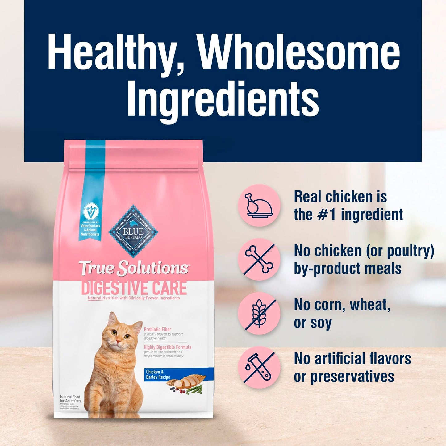 Blue Buffalo True Solutions Digestive Care Dry Cat Food – Chicken, 11 lb