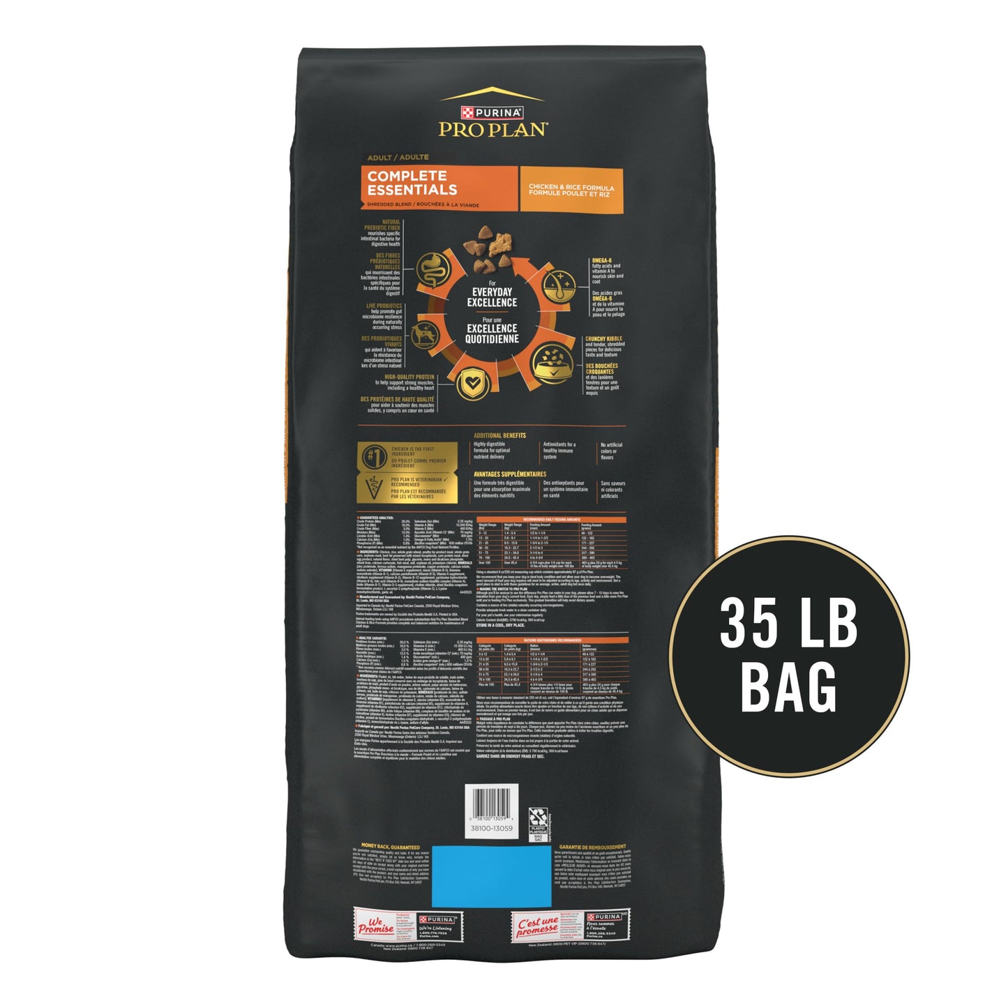 Purina Pro Plan Shredded Blend Dog Food – Chicken & Rice, 35 lb