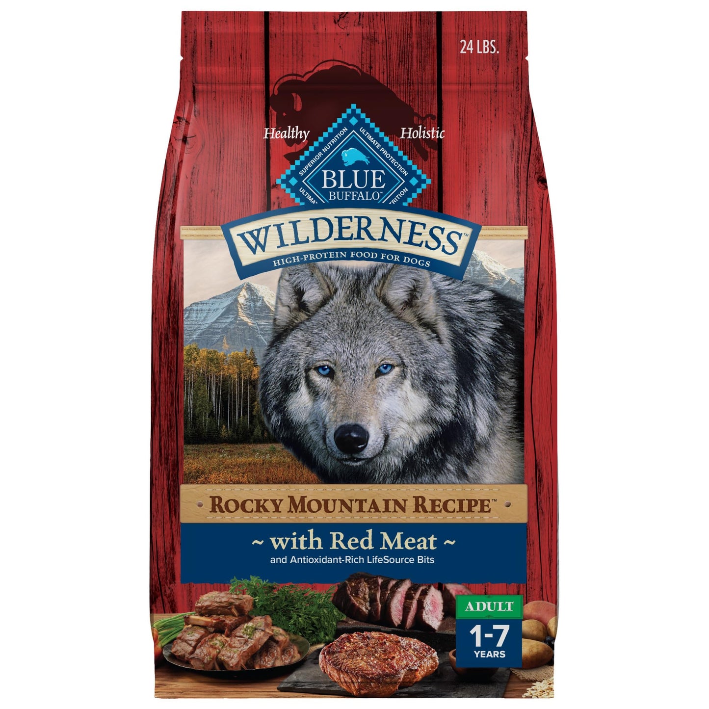 Blue Buffalo Wilderness Adult Dry Dog Food – Beef & Red Meat, 24 lb