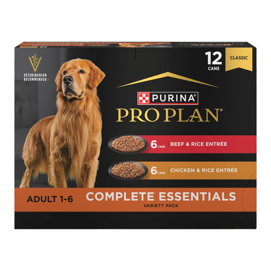 Purina Pro Plan Wet Dog Food Variety Pack – Chicken & Beef, 12 x 13 oz