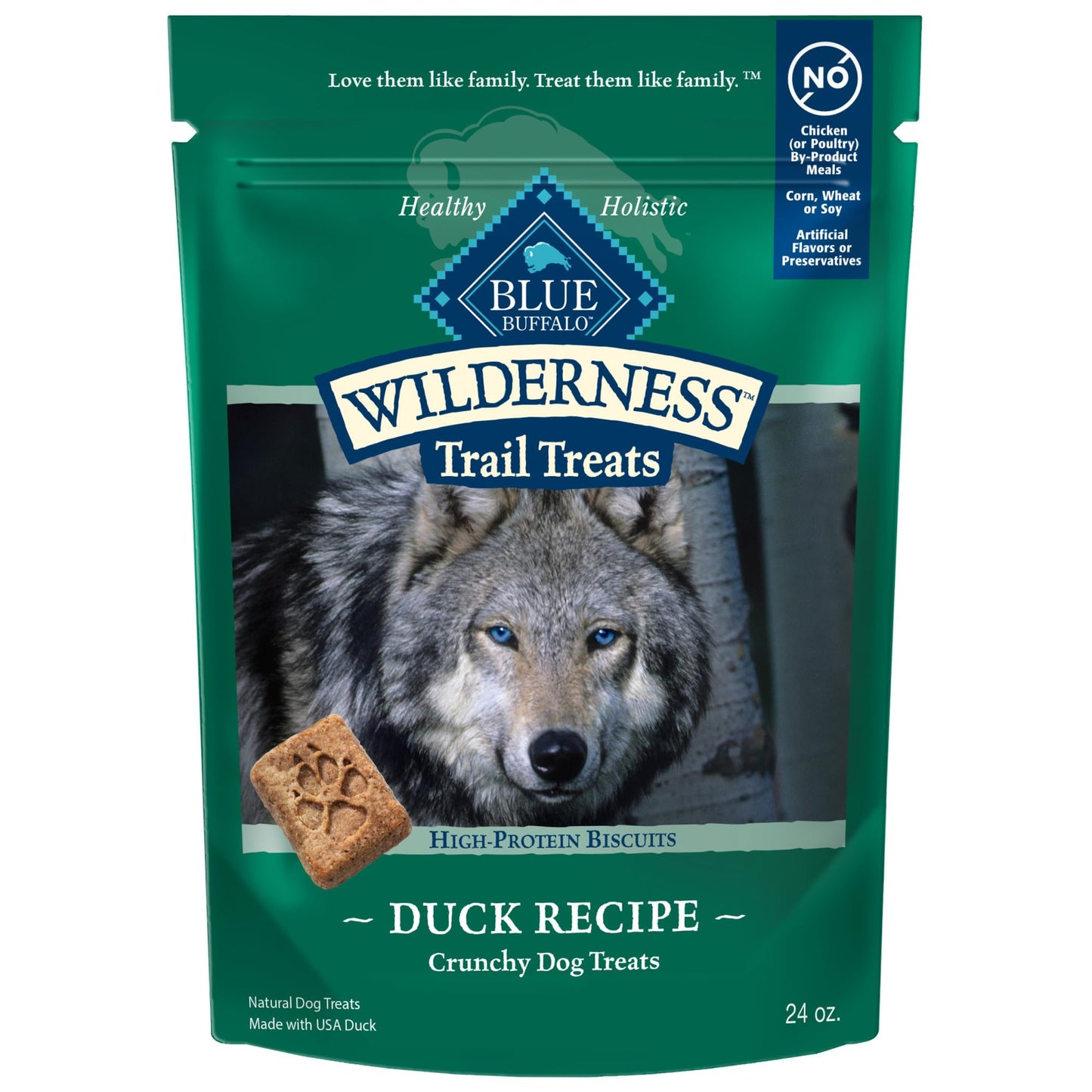 Blue Buffalo Wilderness Trail Treats High-Protein Duck Dog Biscuits – Grain-Free, 24 oz