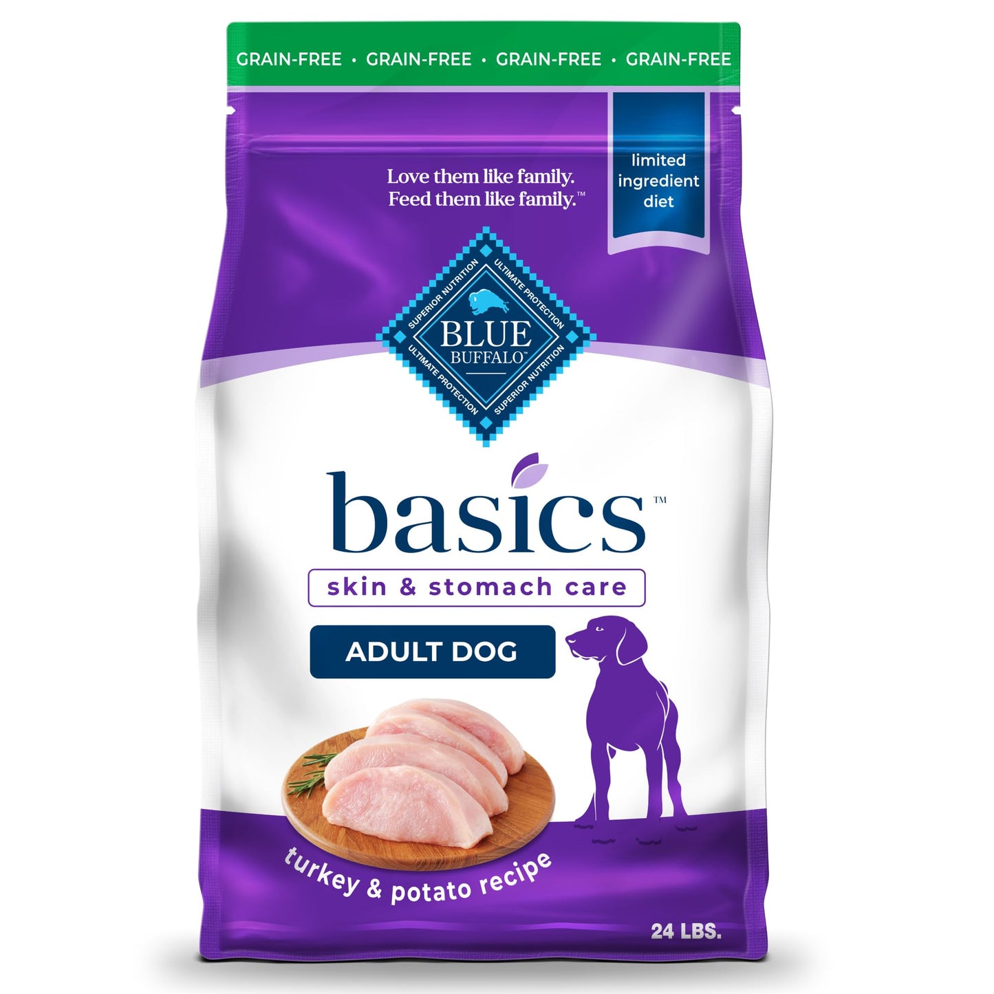Blue Buffalo Basics Adult Dry Dog Food – Turkey, 24 lb