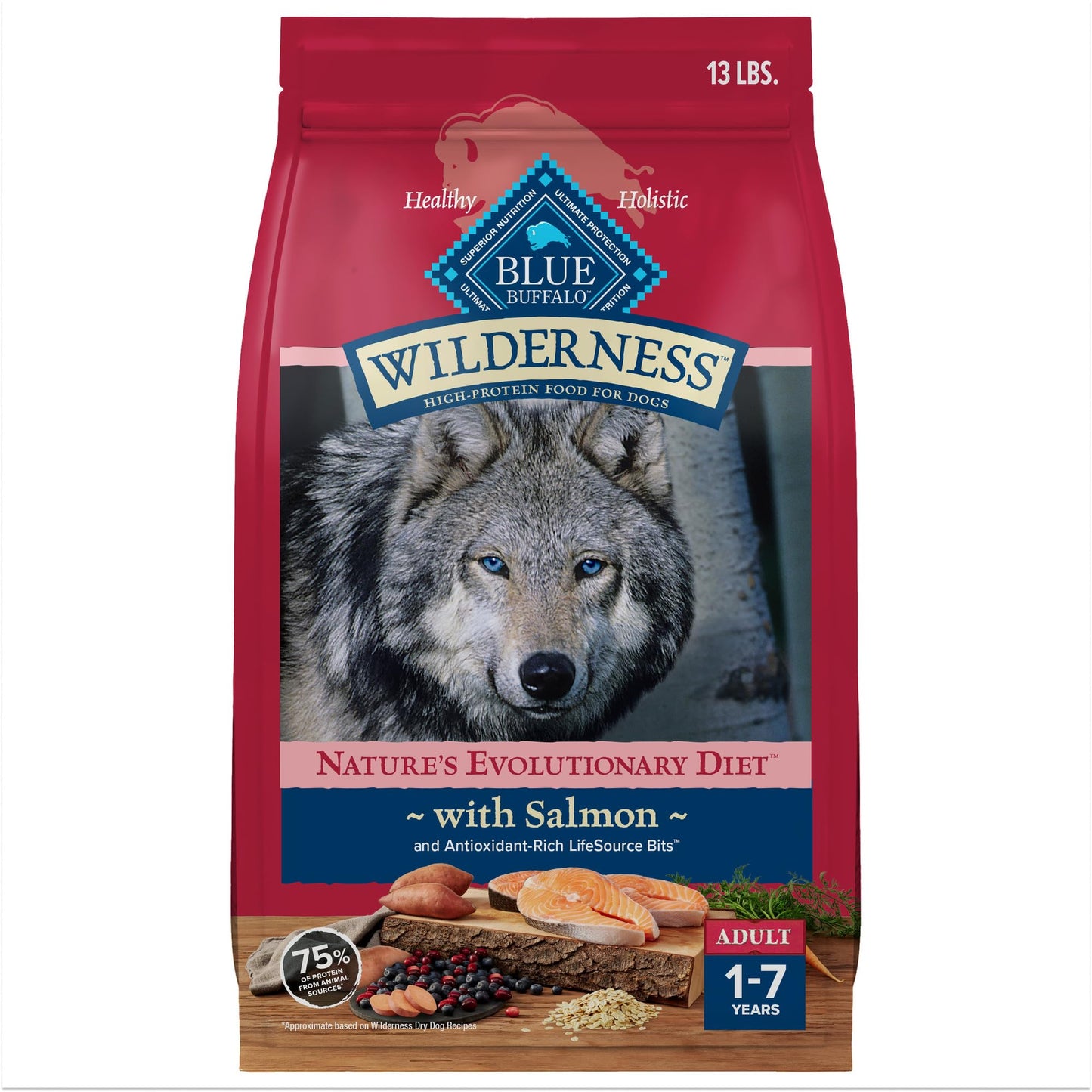 Blue Buffalo Wilderness Adult Dry Dog Food – Salmon, 13 lb