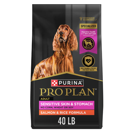 Purina Pro Plan Sensitive Skin & Stomach Dog Food – Salmon & Rice, 40 lb